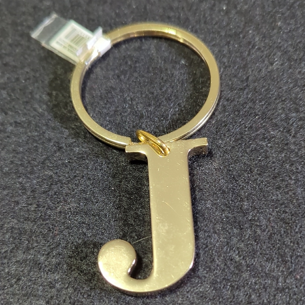 Stylish Gold Letter J Key Ring Holder NWT